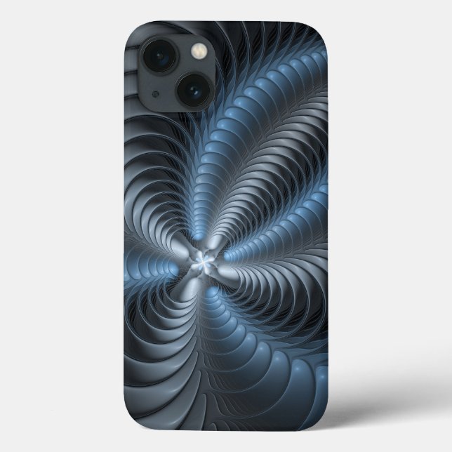 Plastic Blue Grey 3D Fractal Art Modern Abstract Case-Mate iPhone Case (Back)