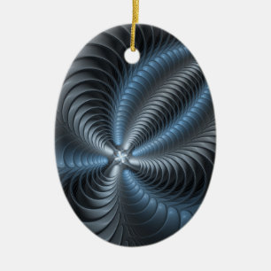 Plastic Blue Grey 3D Fractal Art Modern Abstract Ceramic Ornament