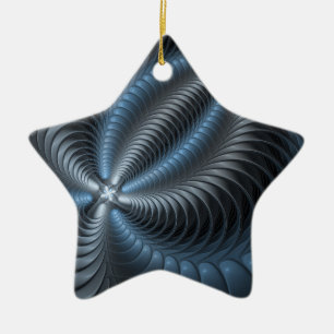 Plastic Blue Grey 3D Fractal Art Modern Abstract Ceramic Ornament