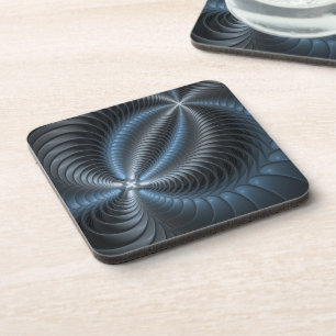 Plastic Blue Grey 3D Fractal Art Modern Abstract Coaster