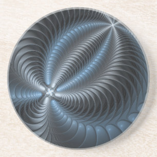 Plastic Blue Grey 3D Fractal Art Modern Abstract Coaster