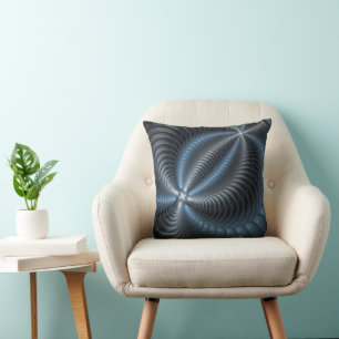 Plastic Blue Grey 3D Fractal Art Modern Abstract Cushion