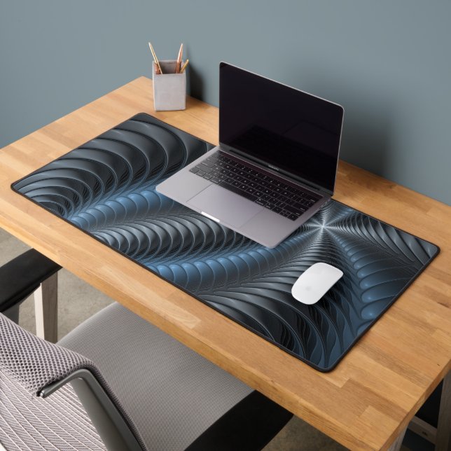 Plastic Blue Grey 3D Fractal Art Modern Abstract Desk Mat (Office 2)