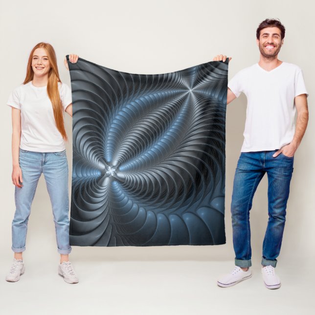 Plastic Blue Grey 3D Fractal Art Modern Abstract Fleece Blanket (In Situ)