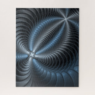 Plastic Blue Grey 3D Fractal Art Modern Abstract Jigsaw Puzzle