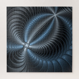 Plastic Blue Grey 3D Fractal Art Modern Abstract Jigsaw Puzzle