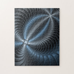Plastic Blue Grey 3D Fractal Art Modern Abstract Jigsaw Puzzle