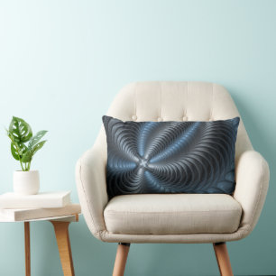 Plastic Blue Grey 3D Fractal Art Modern Abstract Lumbar Cushion