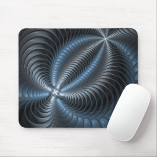 Plastic Blue Grey 3D Fractal Art Modern Abstract Mouse Pad