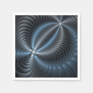Plastic Blue Grey 3D Fractal Art Modern Abstract Napkin