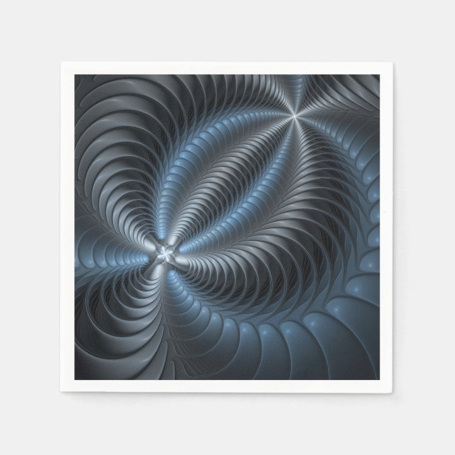 Plastic Blue Grey 3D Fractal Art Modern Abstract Napkin (Front)