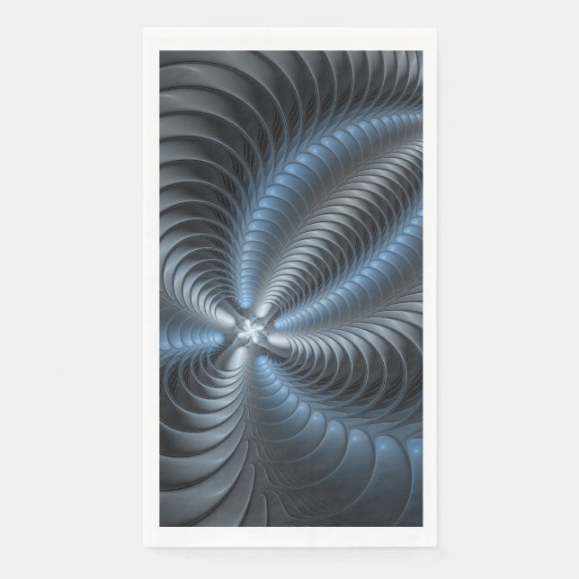 Plastic Blue Grey 3D Fractal Art Modern Abstract Napkin (Front)