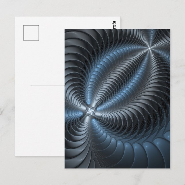 Plastic Blue Grey 3D Fractal Art Modern Abstract Postcard (Front/Back)