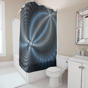 Plastic Blue Grey 3D Fractal Art Modern Abstract Shower Curtain