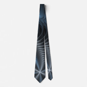 Plastic Blue Grey 3D Fractal Art Modern Abstract Tie