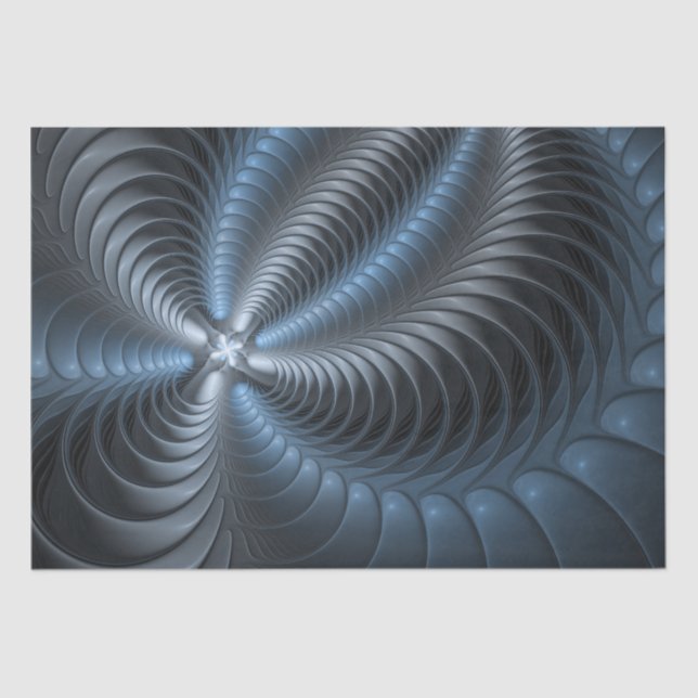 Plastic Blue Grey 3D Fractal Art Modern Abstract Tissue Paper (Front)