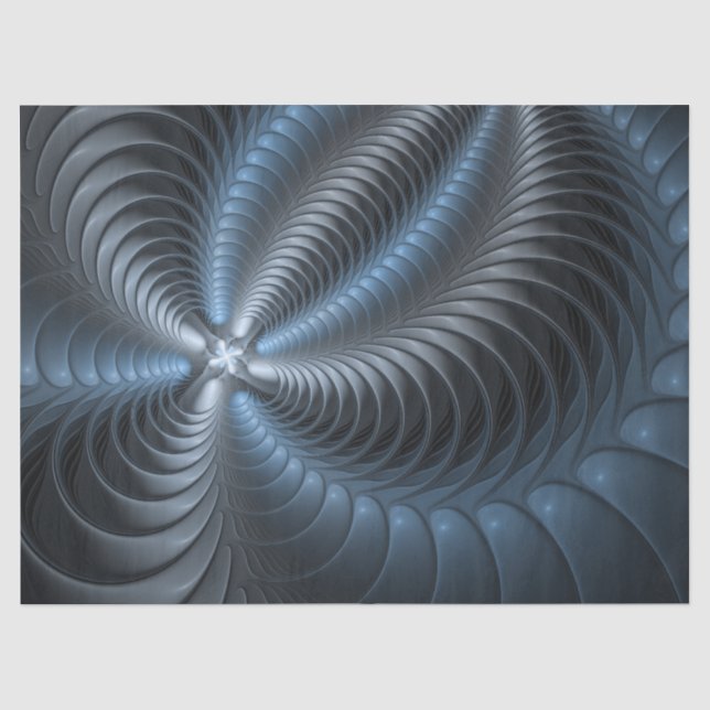 Plastic Blue Grey 3D Fractal Art Modern Abstract Tissue Paper (Front)