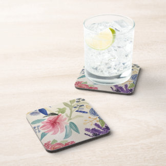 Plastic coaster with floral watercolour design