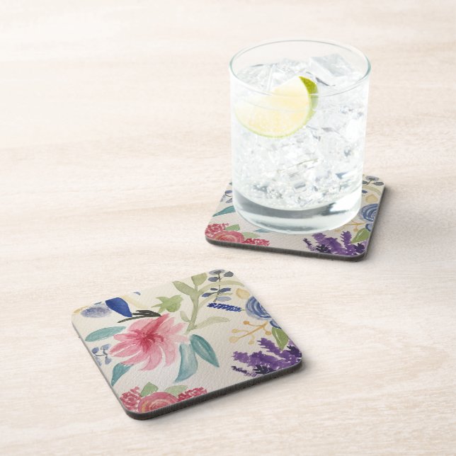 Plastic coaster with floral watercolour design (Right Side)