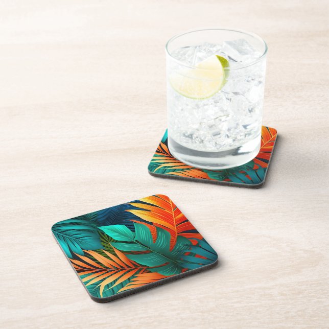 Plastic Coasters Tropical Palms Print (Right Side)