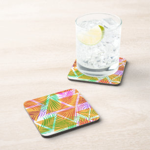 Plastic Coasters Tropical Palms Print