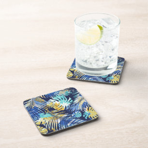 Plastic Coasters Tropical Palms Print