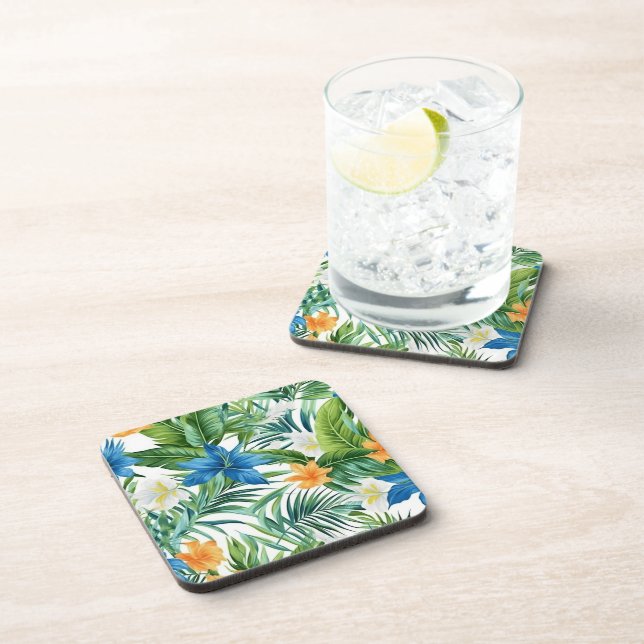 Plastic Coasters Tropical Palms Print (Right Side)