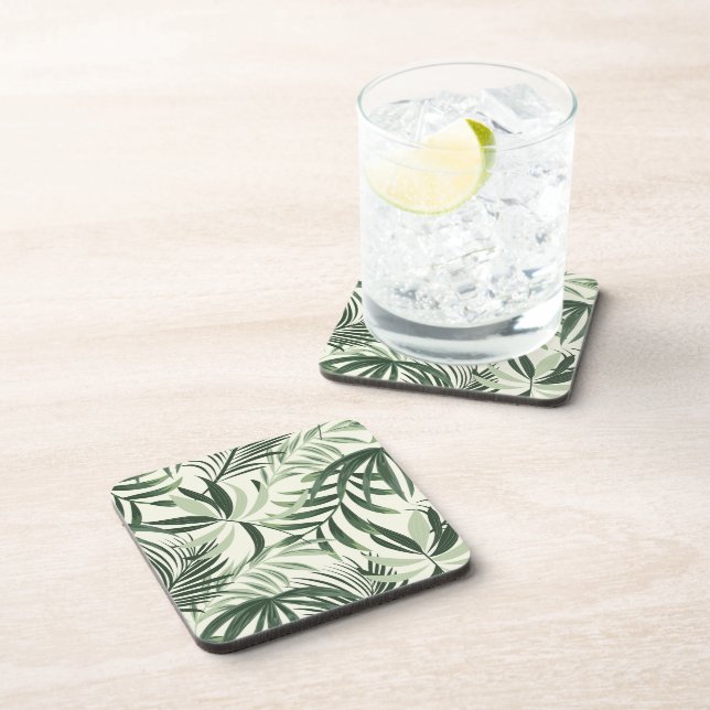 Plastic Coasters Tropical Palms Print (Right Side)