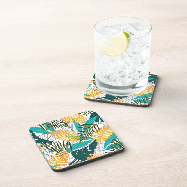 Plastic Coasters Tropical Palms Print (Right Side)