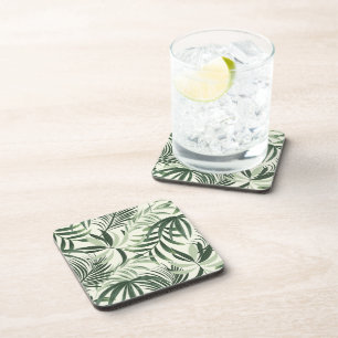 Plastic Coasters Tropical Palms Print