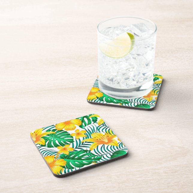 Plastic Coasters Tropical Palms Print (Right Side)