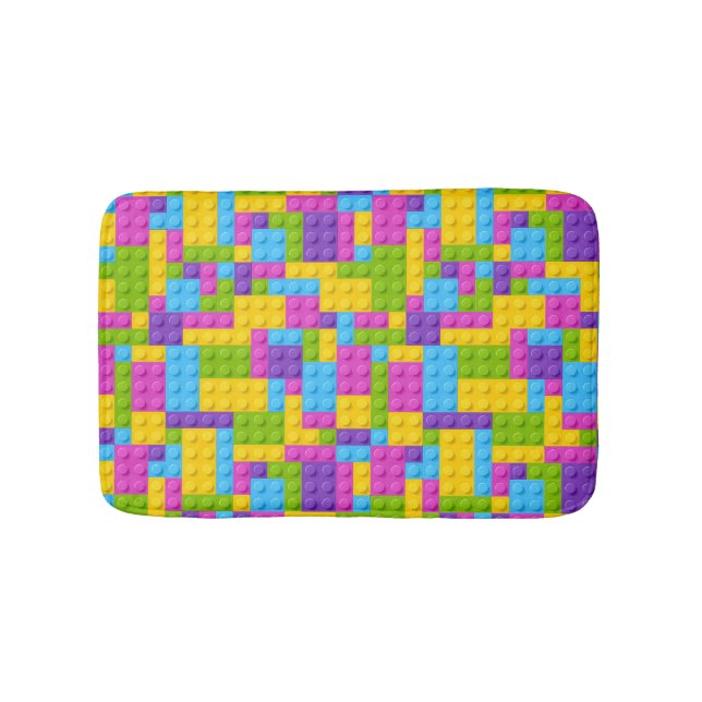 Plastic Construction Blocks Pattern Bath Mat (Front)