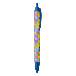Plastic Construction Blocks Pattern Black Ink Pen