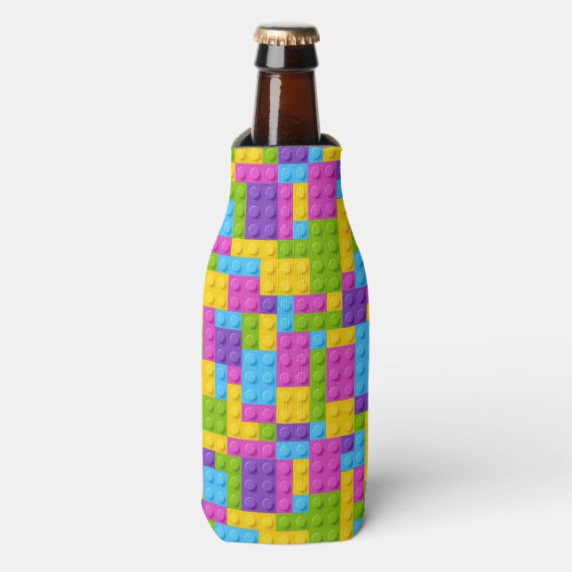 Plastic Construction Blocks Pattern Bottle Cooler (Bottle Front)
