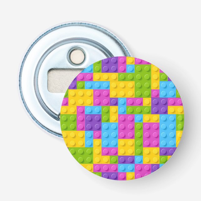 Plastic Construction Blocks Pattern Bottle Opener (Front)