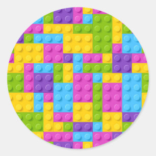 Plastic Construction Blocks Pattern Classic Round Sticker