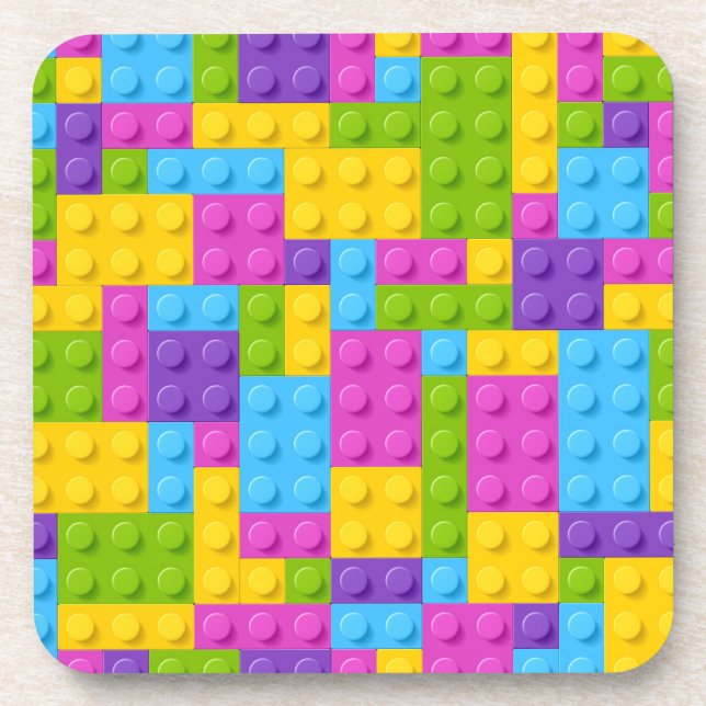 Plastic Construction Blocks Pattern Coaster (Front)