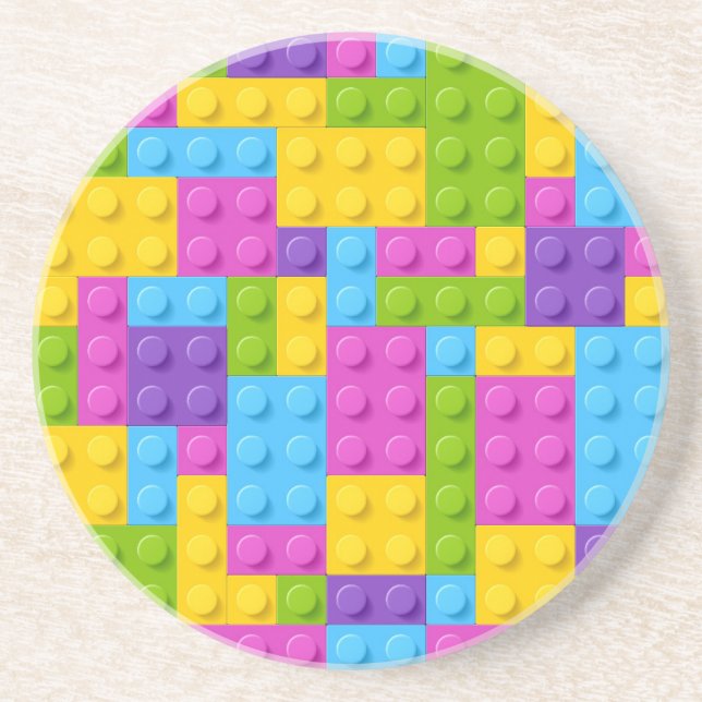 Plastic Construction Blocks Pattern Coaster (Front)