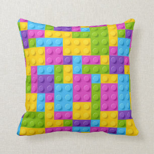 Plastic Construction Blocks Pattern Cushion