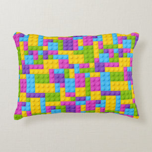 Plastic Construction Blocks Pattern Decorative Cushion