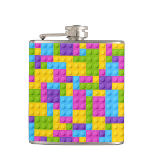 Plastic Construction Blocks Pattern Hip Flask