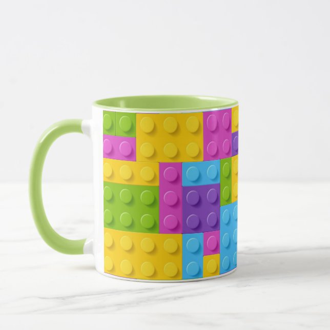 Plastic Construction Blocks Pattern Mug (Left)