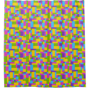 Plastic Construction Blocks Pattern Shower Curtain