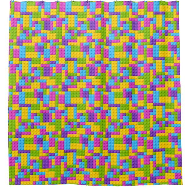 Plastic Construction Blocks Pattern Shower Curtain (Front)