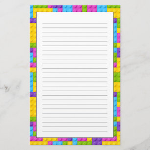 Plastic Construction Blocks Pattern Stationery