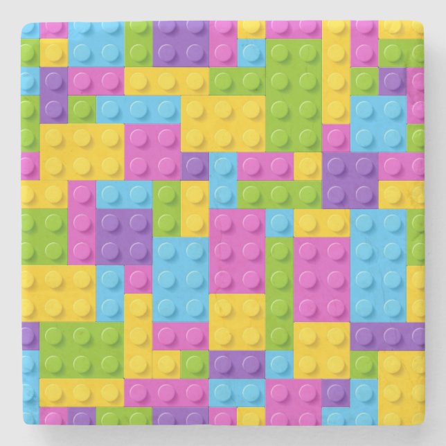 Plastic Construction Blocks Pattern Stone Coaster (Front)