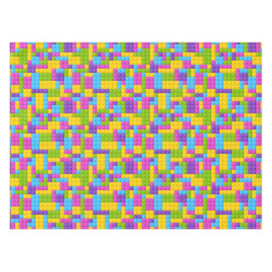 Plastic Construction Blocks Pattern Tablecloth