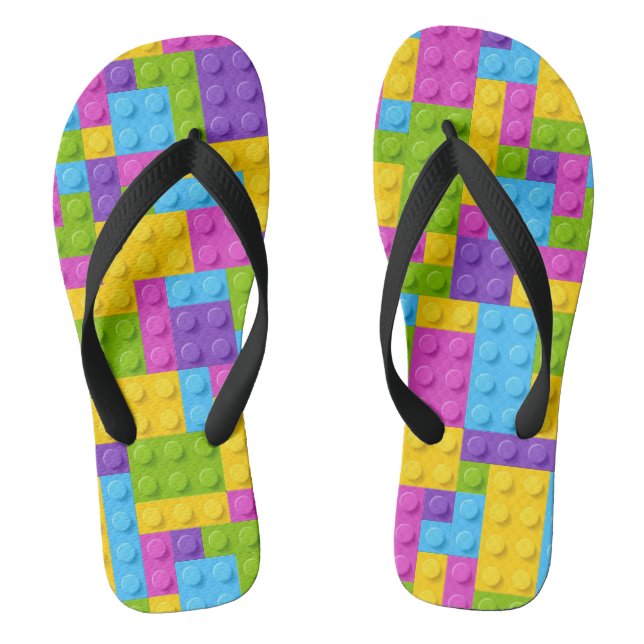 Plastic Construction Blocks Pattern Thongs (Footbed)