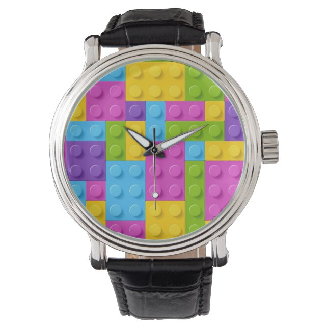 Plastic Construction Blocks Pattern Watch (Front)