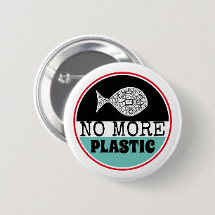 Plastic Fish, Climate Change 6 Cm Round Badge